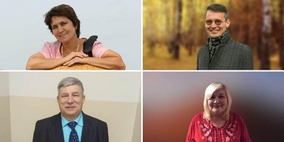 En la foto de izquierda a derecha de arriba a abajo: Olga Panyuta, Dmitry Malevaniy, Alexey Trofimov, Olga Opaleva