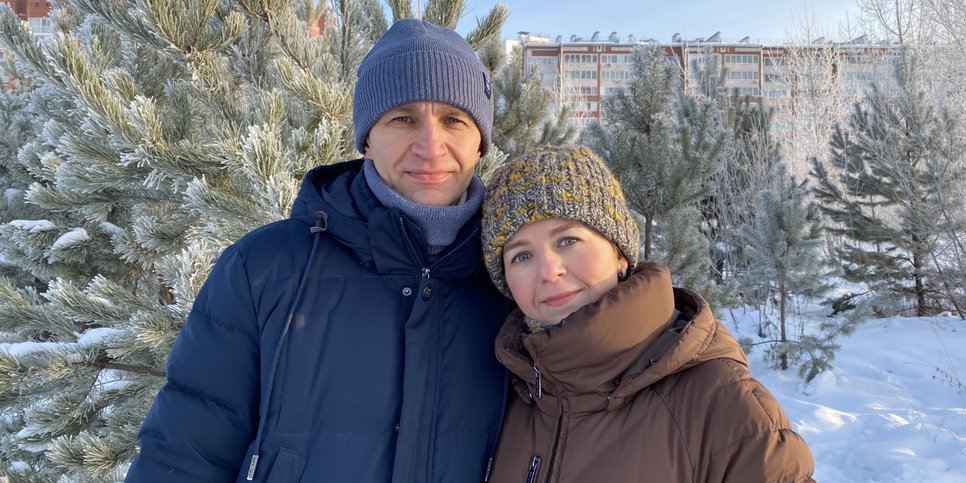 Andrey Kolesnichenko com sua esposa