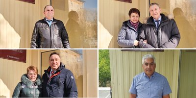 Auf dem Foto: Denis Peresunko, Valery und Marina Rogosin, Sergey und Anna Melnik, Igor Egozaryan