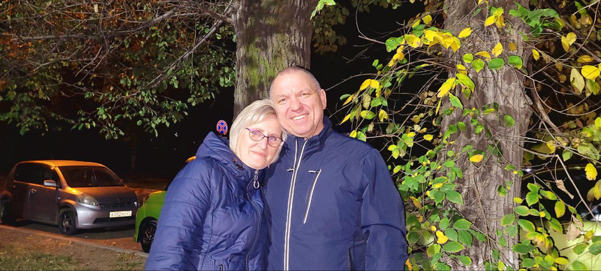 Vitaliy Zhuk with his wife Tatyana after being released from the pre-trial detention center. October 10, 2024