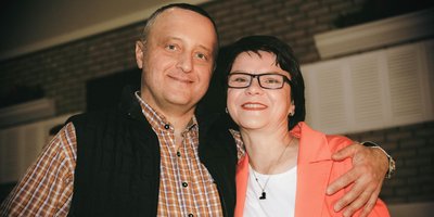 Aleksey Shcherbich y su esposa Natalya