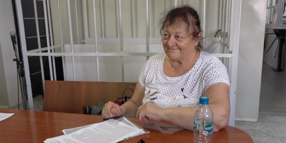 Людмила Зинина в зале суда, июнь 2025 года / Lyudmila Zinina in the court room, June 2025