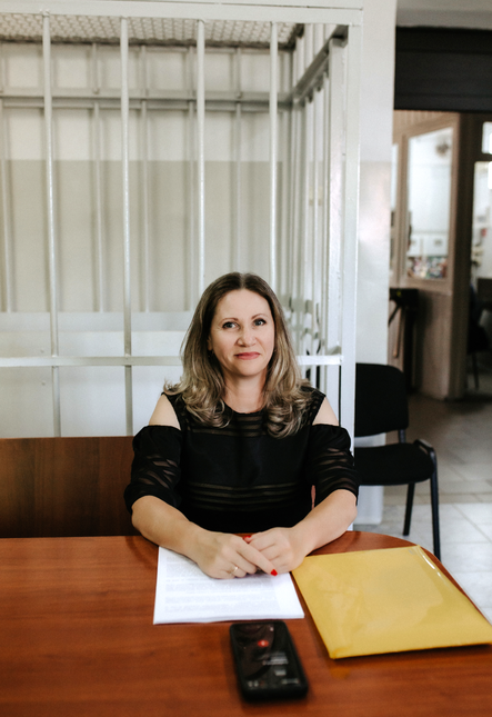 Irina Ushakova in the courtroom on the day of the sentencing
