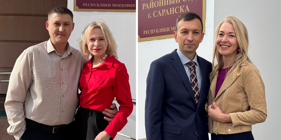 Ivan Neverov com sua esposa Tatyana e Mikhail Shevchuk com sua esposa Yaroslavna perto do distrito de Saransk